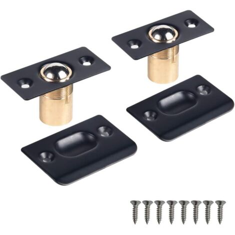 BEBUSINGOTO Cierre de bola para puerta, cierre de bola ajustable de acero inoxidable para puerta de armario de cocina, armario, puerta (2 piezas en negro)