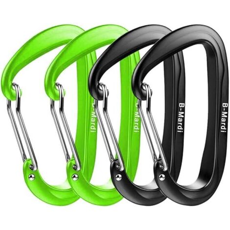 BEBUSINGOTO Clip de gancho y bucle resistente, 4 piezas, 12 kN (2697 lb), clip ligero Caribou, hamaca, llavero, camping, arnés para perros y mascotas, cerca de cable para senderismo y uso general.
