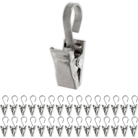 BEBUSINGOTO Clips para cortinas con ganchos, 30 piezas, color plateado, versátiles para cortinas de ducha y ventana, soportes para guirnaldas de luces, cierres decorativos, clips para cortinas.
