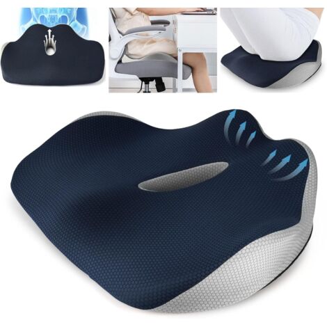 BEBUSINGOTO Cojín de asiento, cojín para silla de oficina, espuma viscoelástica, cojín para conductor de coche, funda lavable, moldeador de cadera
