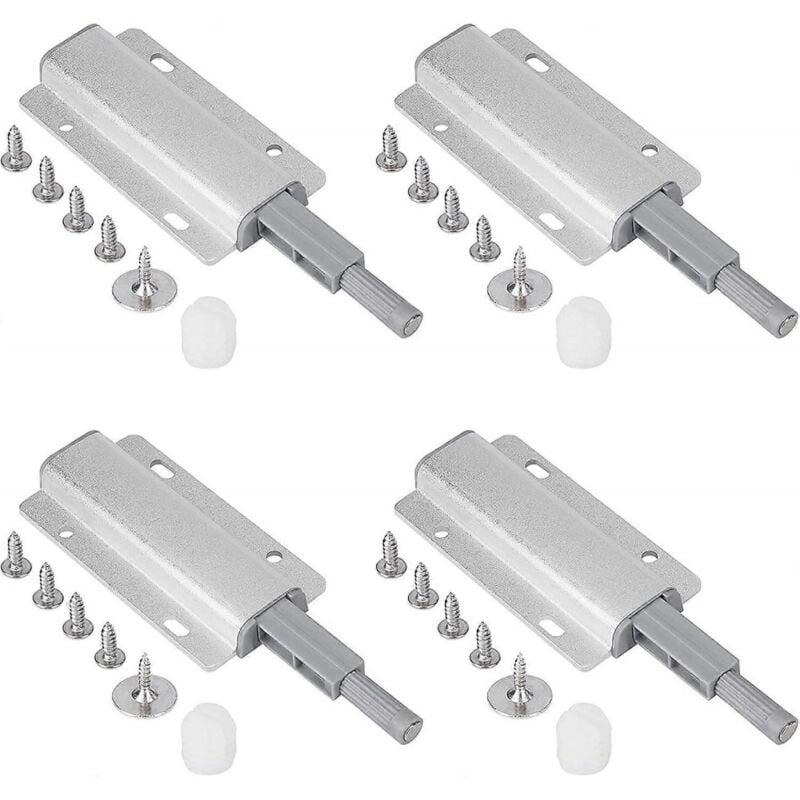 Image of Bebusingoto - Confezione da 4 chiusure magnetiche per porta, apriporta a pressione, chiudiporta magnetico a pressione (argento)