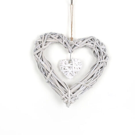 BEBUSINGOTO Corona de corazón de mimbre para colgar en la pared del hogar, adorno decorativo para bodas, cumpleaños y fiestas.