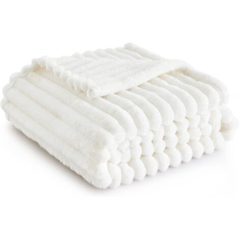 BEBUSINGOTO Couverture blanche pour canapé – Couvertures super douces et confortables pour femmes, jolie petite couverture polaire pour filles, 100 x 150 cm