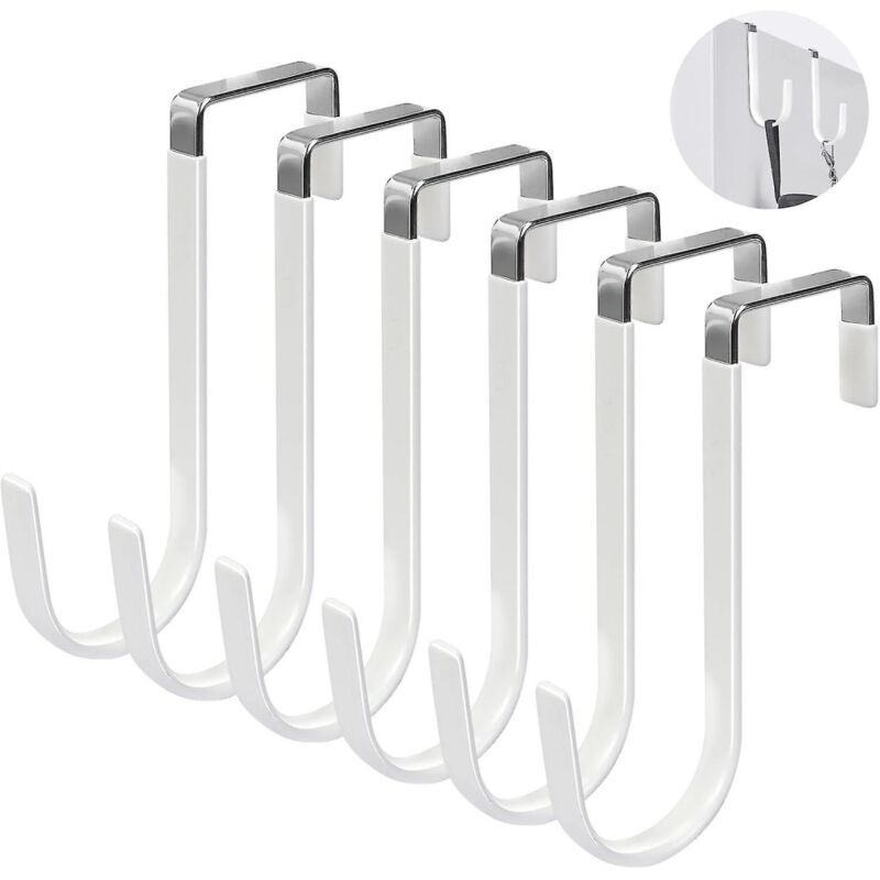BEBUSINGOTO Crochets de porte, lot de 6 crochets de suspension de porte avec caoutchouc pour éviter les rayures Organisateur robuste