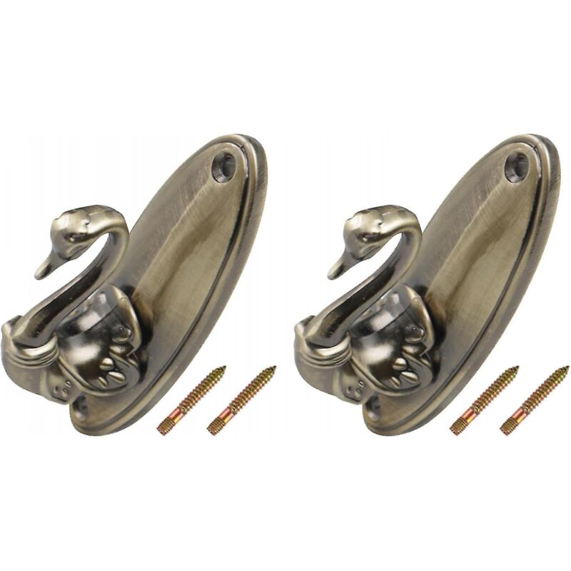 BEBUSINGOTO Crochets pour embrasses de rideaux (84 mm/3,3") 2 pièces, support mural en alliage de zinc, ton bronze