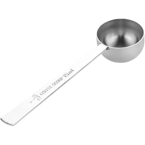 BEBUSINGOTO cuchara medidora de café, cuchara medidora, cuchara medidora de café de acero inoxidable, cuchara de café de 15 ml, cuchara medidora de mango largo para café, leche en polvo, polvo