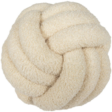 BEBUSINGOTO Dekoratives Kissen aus geknoteter Lammwolle (beige, 20 cm)