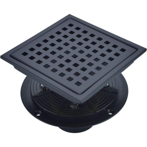 BEBUSINGOTO Desagüe de ducha cuadrado de 150 mm (6"), acero inoxidable 304, con kit de brida de drenaje, negro mate