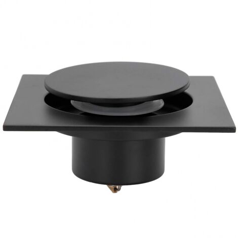 BEBUSINGOTO Desagüe de ducha cuadrado para baño, de acero inoxidable, antiolor, para cocina, baño, garaje, sótano, inodoro, 10 x 10 cm (negro)