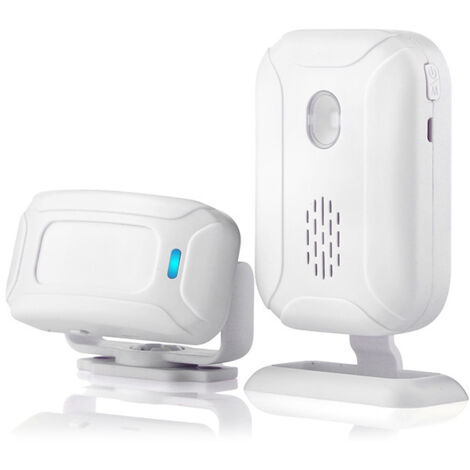 BEBUSINGOTO Detector de movimiento, timbre inalámbrico, kit de sistema de alarma para el hogar con 1 sensor y 1 receptor, dispositivo, color blanco