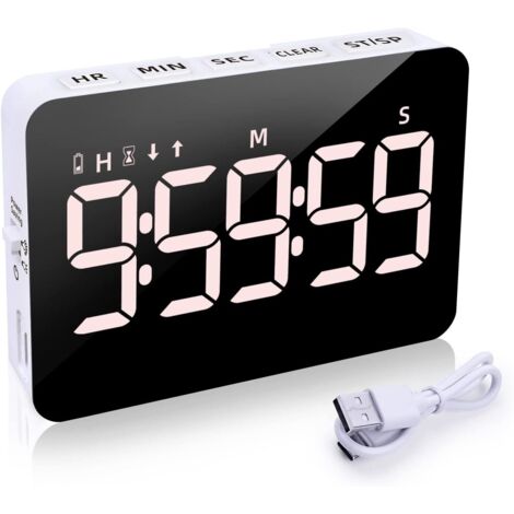 BEBUSINGOTO Digitaler Küchentimer zum Kochen, magnetischer Countdown-/Up-Timer, Kindertimer mit 5-Zoll-LED-Display