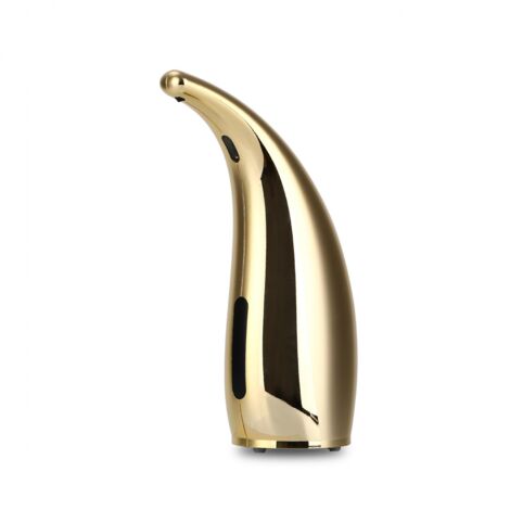 BEBUSINGOTO Dispensador automático de jabón líquido sin contacto con sensor de movimiento infrarrojo, dorado, 300 ml/11 oz