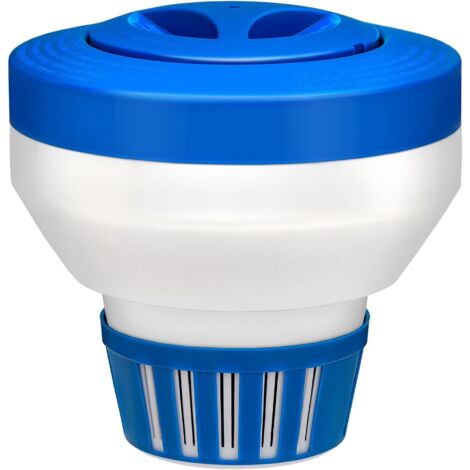 BEBUSINGOTO Distributeur de chlore flottant de 20,3 cm, grande capacité pour tablettes de chlore de 7,6 cm, tablette flottante à libération réglable pour piscine intérieure et extérieure, spa, bleu e