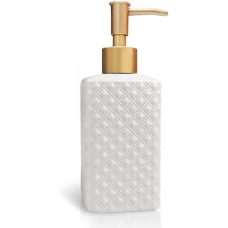 BEBUSINGOTO Distributeur de savon doré, avec relief raffiné et vintage (blanc)