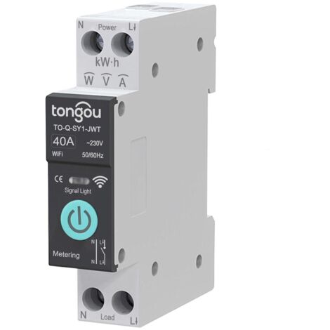BEBUSINGOTO Disyuntor de riel - Interruptor inteligente wifi, control remoto por teléfono móvil, 3 modos de temporización, para electrodomésticos, 40 A