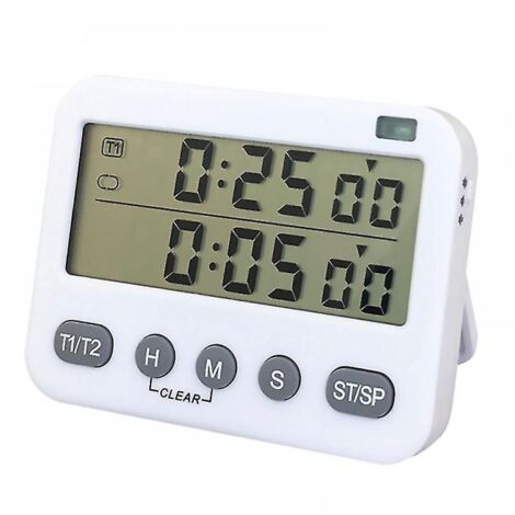 BEBUSINGOTO Doppelter digitaler Timer mit Ein-/Ausschalter und 3-stufig einstellbarer Alarmlautstärke