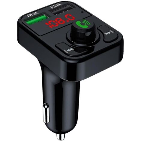BEBUSINGOTO Dual-USB-Autoadapter, Qc3.1 Wireless Bluetooth Kit, Schnellladegerät, Freisprech-FM-Transmitter