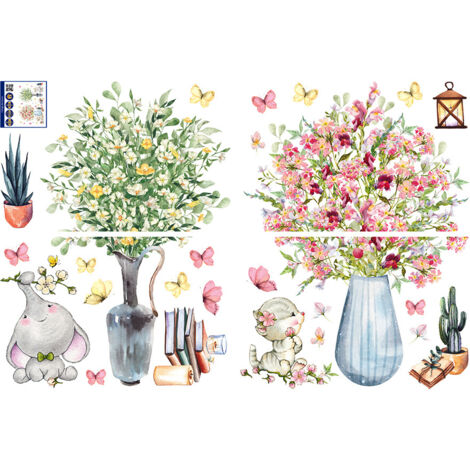 BEBUSINGOTO Ein Set Wandaufkleber Blumen Aniamux Schmetterlinge Wandaufkleber Wanddeko für Wohnzimmer Büro Schlafzimmer