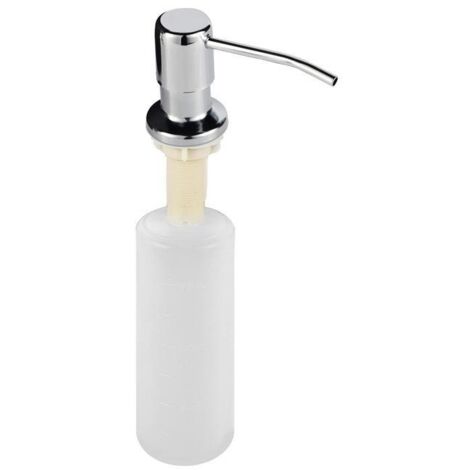 BEBUSINGOTO Einbauseifenspender, Küchenspülen-Seifenspender aus Edelstahl, integrierter Seifenspender mit 350-ml-Flasche