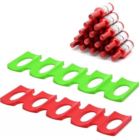 BEBUSINGOTO Empileur de bouteilles et de canettes pour réfrigérateur, 2 pièces, casier à vin pliable en Silicone antidérapant, organisateur de support de canette de bière. (rouge et vert)