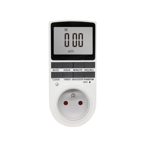 BEBUSINGOTO Enchufe digital programable, temporizador digital diario/semanal, programador de enchufes con pantalla LCD y modo aleatorio antirrobo, ahorro de energía, 16 A/3680 W máx.