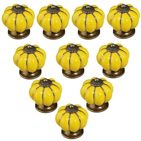 BEBUSINGOTO Ensemble de 10 boutons de porte citrouille en céramique Vintage, armoire à tiroirs, décoration de maison