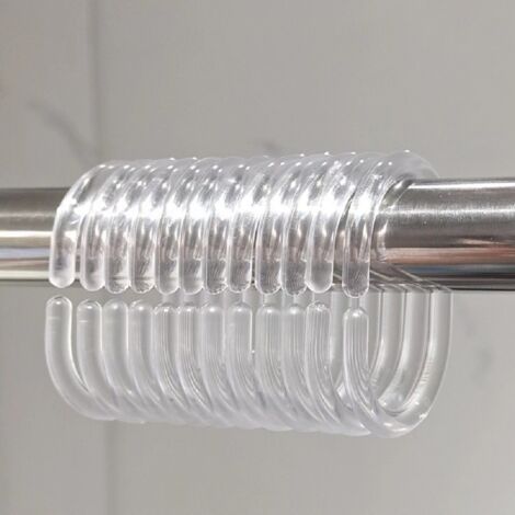 BEBUSINGOTO Ensemble de 24 anneaux en plastique pour rideaux de douche pour tringles à rideaux de salle de bain pour la plupart des rideaux de douche