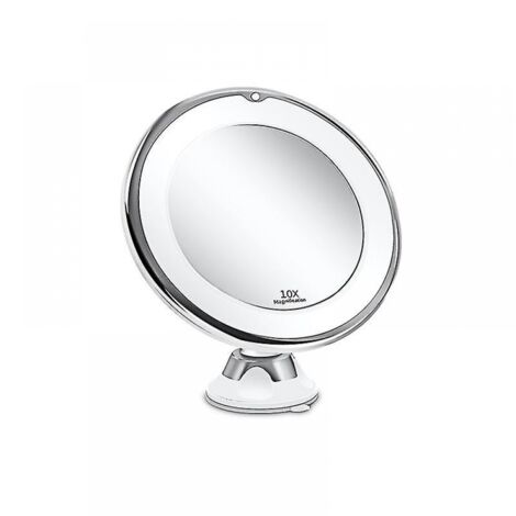 BEBUSINGOTO Espejo de maquillaje con aumento de 10x y luces, portátil, con iluminación LED.