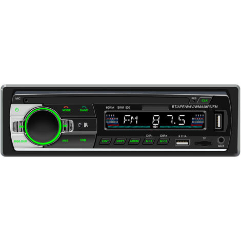BEBUSINGOTO Estéreo Bluetooth para coche, radio 1 DIN con reproductor MP3, control remoto WMA FM, dos puertos USB, manos libres de 4 x 60 W, compatible con iOS y Android (sin RDS/CD)