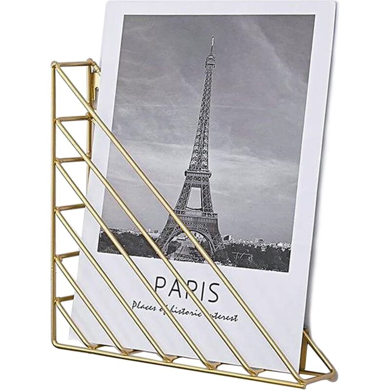 BEBUSINGOTO Étagère de rangement pour disques vinyles en métal, support mural, cadres d'album dorés, porte-revues pour la décoration du bureau,