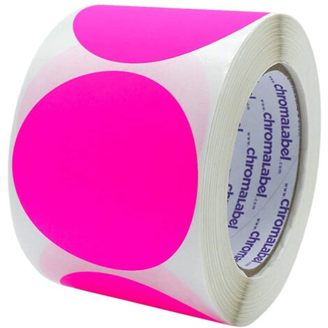 BEBUSINGOTO Etiqueta redonda de 2 pulgadas, rosa fluorescente, pegatinas de puntos con código de color permanente, 500 etiquetas por rollo
