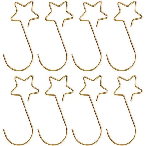 BEBUSINGOTO (Étoile dorée), 100 pièces, pince à boule de Noël, cintre pour arbre de Noël, crochets pour boule de Noël en forme de S, cintre pour boule, crochets