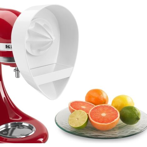 BEBUSINGOTO Exprimidor de cítricos con exprimidor y cesta de repuesto. Compatible con exprimidor de cítricos. Compatible con la mayoría de batidoras KitchenAid. Color blanco.