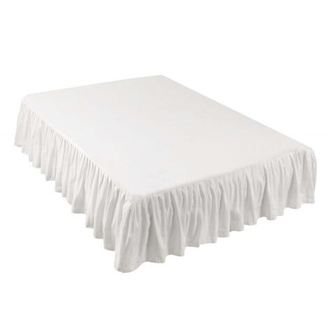 BEBUSINGOTO Falda de cama ligera con volantes de Amazon Basics, estilo clásico, microfibra suave y elegante, con caída de 35 cm, tamaño individual, color blanco liso.