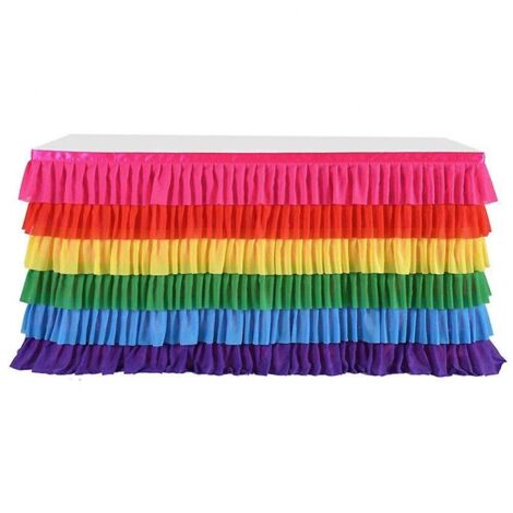 BEBUSINGOTO Falda de mesa de gasa colorida, mantel rectangular para decoración de mesa de fiesta