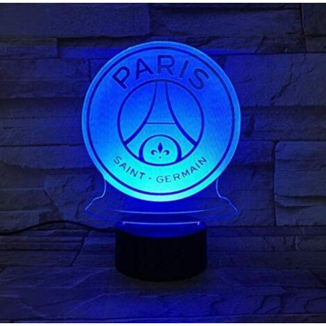 BEBUSINGOTO FC Paris Saint-Germain Fußballclub 3D-Illusions-LED-Nachtlicht Kinder-Fußballlogo PSG Schreibtischlampe