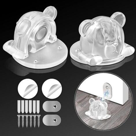 BEBUSINGOTO Fermaporta magnetico, fermaporta magnetico trasparente a forma di simpatico orso, supporto magnetico decorativo in silicone per porta