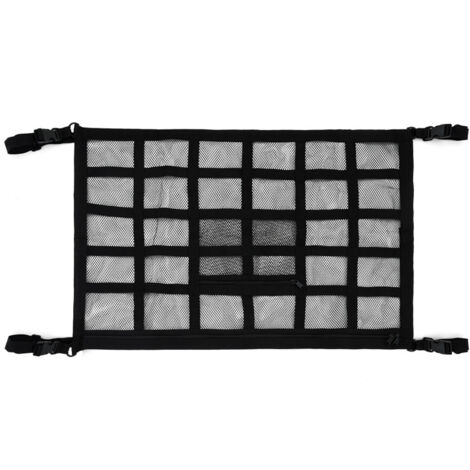 BEBUSINGOTO Filet de Rangement pour Toit Voiture,90X65CM Universel Maille Sac pour Toit de Voiture Intérieur Filet Élastique,Convient pour la Plupart des Voitures avec Quatre Guidonrs sont Installés