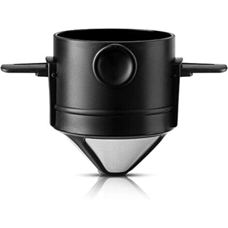 BEBUSINGOTO Filtro de café reutilizable de acero inoxidable sin papel para preparación manual de café, permanente, portátil, de alta precisión, de acero inoxidable 304, filtro de té.