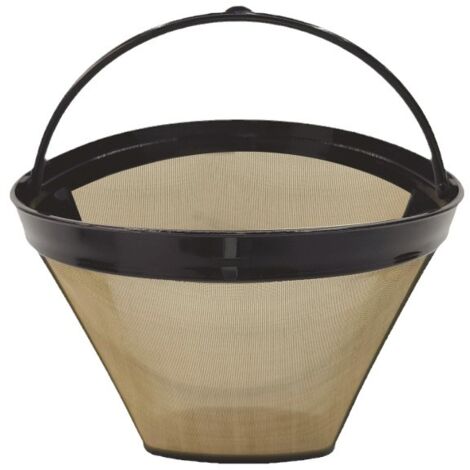 BEBUSINGOTO Filtro de café reutilizable, permanente, universal, malla 100, acero inoxidable 304, con asa, 12 cm, apto para la mayoría de cafeteras (dorado)