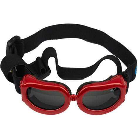 BEBUSINGOTO Gafas de sol para perros con protección UV, resistentes al viento y antivaho (rojas)