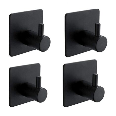 BEBUSINGOTO Gancho adhesivo 3M de 4 piezas, gancho adhesivo para pared de baño, negro