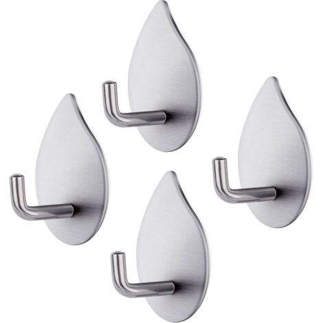 BEBUSINGOTO Gancho adhesivo, 4 piezas, gancho autoadhesivo de acero inoxidable 304, gancho de pared, toallero resistente al agua