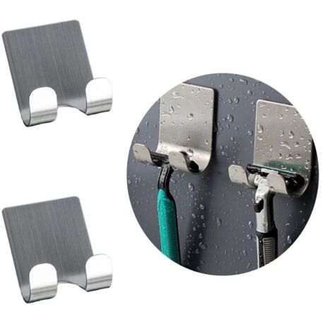 BEBUSINGOTO Gancho adhesivo de acero inoxidable para cuadros, impermeable, para pared de baño, techo, 2 unidades