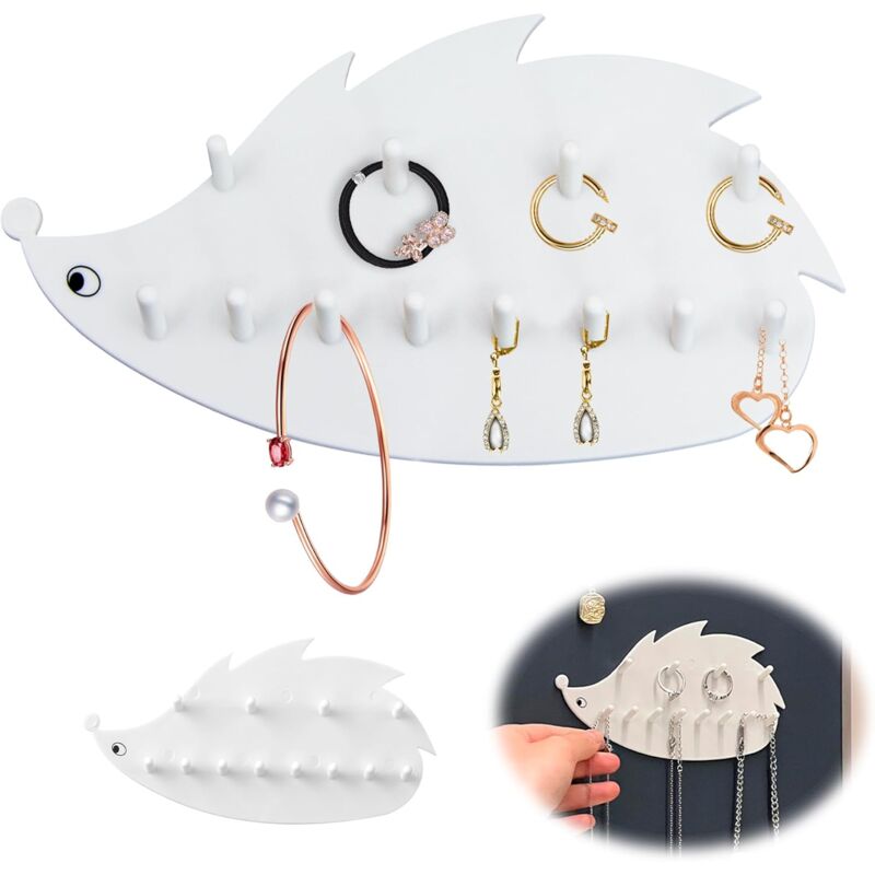 Image of Bebusingoto - Ganci per collane da parete - 2 pezzi riutilizzabili con 12 ganci da parete per riporre gioielli, adatti per orecchini, collane e