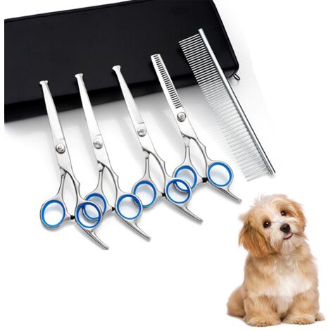 BEBUSINGOTO Hundescheren-Set, professionelle Hundesalon-Schere, blaues Hundehaarscheren-Set