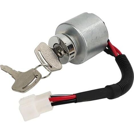 BEBUSINGOTO Interruptor de encendido del motor, cerradura de encendido con 2 llaves, interruptor de arranque, 66101-55200, compatible con Kubota BX1500D y BX1800D.