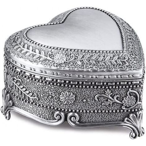 BEBUSINGOTO Joyero vintage con forma de corazón, joyero, caja para guardar anillos, pendientes y tesoros, regalo de Navidad y cumpleaños.