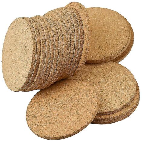 BEBUSINGOTO Juego de 10 posavasos redondos retro de madera y corcho de 10 cm