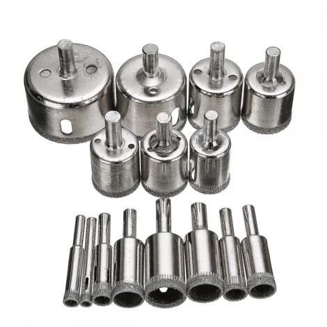 BEBUSINGOTO Juego de 15 brocas con revestimiento de diamante de 6 mm a 50 mm para sierras de corona de azulejos, mármol, vidrio y cerámica, herramientas eléctricas.